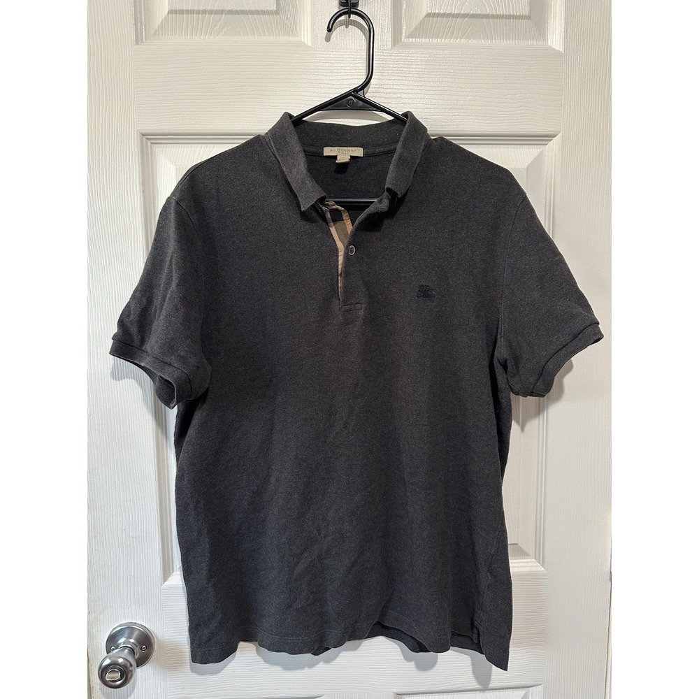 Burberry Brit Men's Polo Shirt XL Charcoal Gray Cotton Piqué Classic Fit Luxury